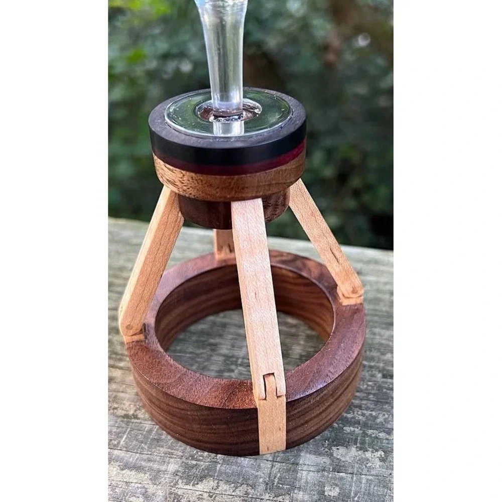 Unique Handmade Oak Maple Ebony Purple Heart Wood Wine‎ Glass New Gift